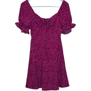 Unknown Brand Women's Red White‎ Polka Dot Short Sleeve Dress w/Bow Size XS